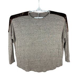 Acting Pro Size XL Heather Gray Sweater With Sequin Shoulder Detail